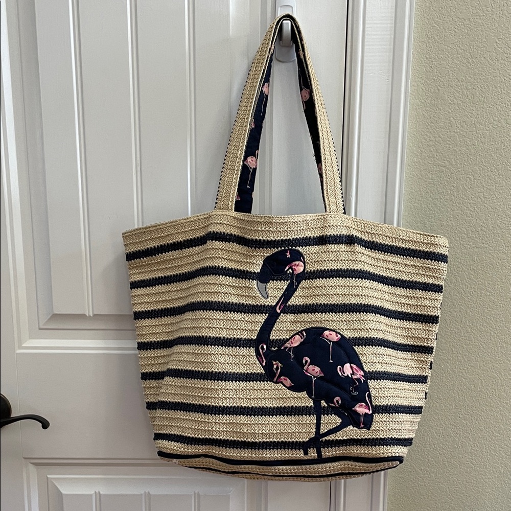 Vera Bradley Straw Flamingo Tote
